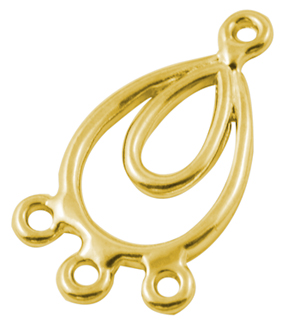 PandaHall Alloy Chandelier Components, Drop, Golden, about 24mm long, 13mm wide, 1.5mm thick, hole: 1mm Alloy Drop