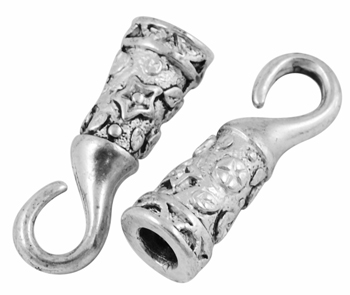PandaHall Alloy Hook Clasps, Lead Free and Cadmium Free, Antique Silver, Size: about 24mm long, 8mm wide, 7mm thick, hole: 4mm Alloy