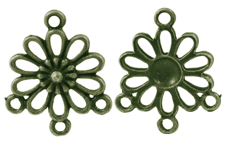 PandaHall Alloy Findings, Chandelier Components, Lead Free and Cadmium Free, Flower, Antique Bronze, about 23mm long, 19mm wide, 3mm thick...