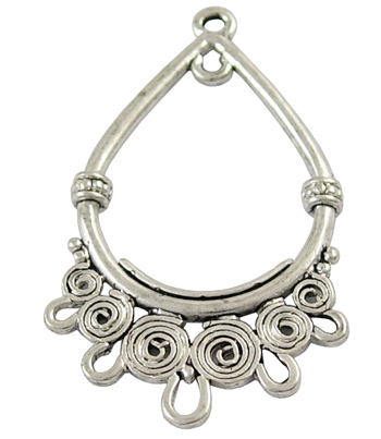 PandaHall Alloy Link, Chandelier Components, Lead Free and Cadmium Free, Antique Silver, Drop, about 39mm long, 23.5mm wide, 3mm thick, hole...