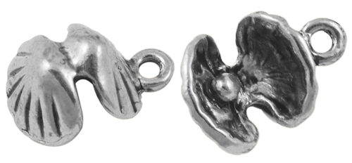 PandaHall Tibetan Style Charms, Lead Free and Cadmium Free, Shell, Antique Silver Color, 15x11x7mm, Hole: 2mm Alloy Shell