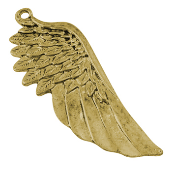 PandaHall Tibetan Style Alloy Large Pendants, Lead Free and Cadmium Free, Golden, 56x21x1.5mm, Hole: 3mm. Alloy Wing