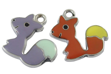 PandaHall Alloy Enamel Pendants, Squirrel, For Halloween Jewelry Making, Platinum, Mixed Color, about 23mm long, 24.5mm wide, 2.5mm thick...