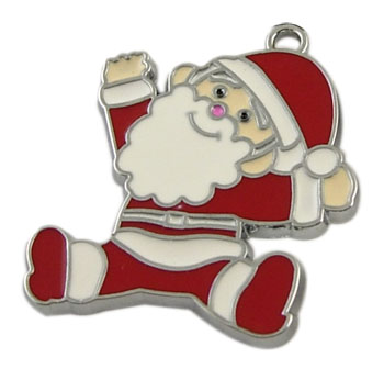 PandaHall Alloy Enamel Pendants, Christmas Santa Claus, Platinum Metal Color, Red, 37mm long, 32mm wide, 2mm thick, hole: 2mm Alloy+Enamel...