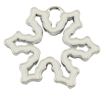PandaHall Alloy Enamel Pendants,Lead Free and Cadmium Free, Christmas Snowflake, Platinum Metal Color, White, 23mm long, 25mm wide, 2mm...