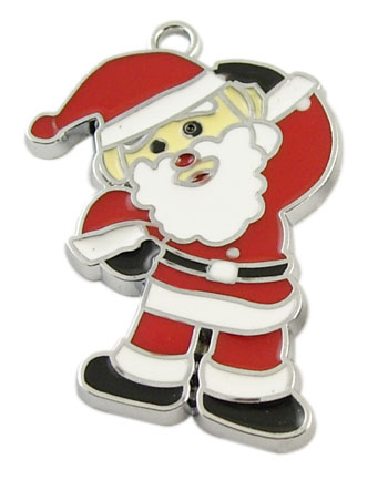 PandaHall Alloy Enamel Pendants, Lead Free & Cadmium Free, Christmas Santa Claus, Platinum Metal Color, Red, 36mm long, 27mm wide, 2mm thick...