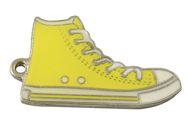PandaHall Alloy Enamel Pendants, Lie Fallow Shoes, Platinum, Yellow, about 30mm long, 17mm wide, 2mm thick, hole: 1.5mm Alloy+Enamel Shoes...