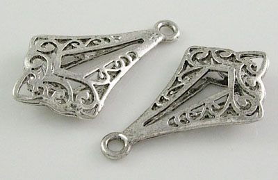 PandaHall Brass Pendants, Hollow, Rhombus, Plated Antique Silver Color, about 30mm long, 17.5mm wide, 4.5mm thick, hole: 2mm Brass Rhombus