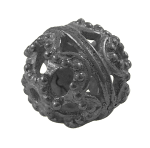 PandaHall Brass Filigree Beads, Round, Gunmetal, about 10mm in diameter, 10mm thick, hole: 1mm Brass Round