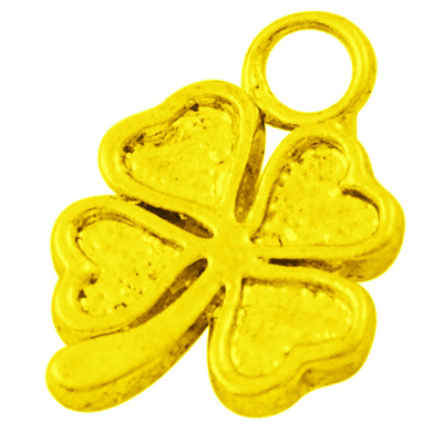 PandaHall Alloy Metal Clover Charms, Lead Free and Cadmium Free, Golden, 16x11.5x2mm, Hole: 2.5mm Alloy Clover
