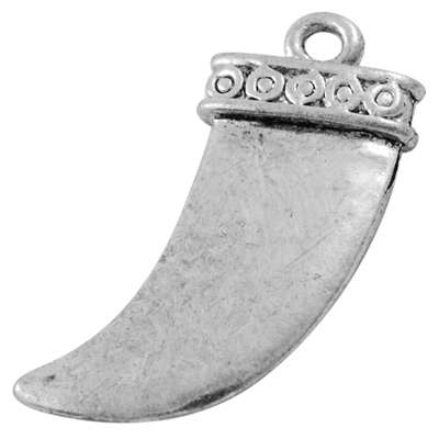 PandaHall Alloy Finding Pendants, Lead Free and Cadmium Free, Italian Horn, Antique Silver, 26mm long, 11.5mm wide, 3.5mm thick, hole: 1mm...