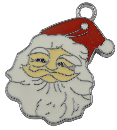 PandaHall Alloy Enamel Pendants, Lead Free and Cadmium Free, Christmas Santa Claus, Platinum Color, Red, 30~40x20~30x2mm, Hole: 2mm~3mm...