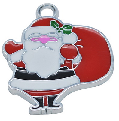 PandaHall Alloy Enamel Pendants, Lead Free and Cadmium Free, Christmas Santa Claus, Platinum,  Colorful, 28x23x2mm, Hole: 3mm Alloy+Enamel...