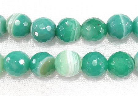 PandaHall Madagascar Agate Beads Strands, Round, Faceted, Dyed & Heated, 8mm Natural Agate Round Green
