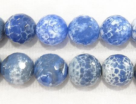 PandaHall Faceted Natural Agate Beads Strands, Round, Dyed & Heated, 14mm, Hole: 2mm; about 27pcs/strand, 16" Natural Agate Round Blue
