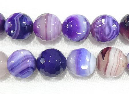 PandaHall Natural Madagascar Agate Beads Strands, Faceted, Round, Dyed & Heated, Purple, 14mm Natural Agate Round Purple