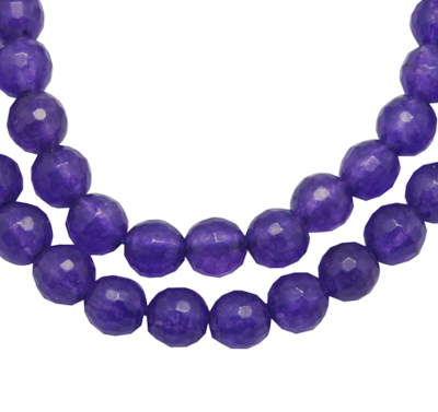 PandaHall Gemstone Beads Strands, Natural White Jade, Faceted, Round, Dyed, Purple, Size: about 6mm in diameter, hole: 0.8mm, 65pcs/strand...