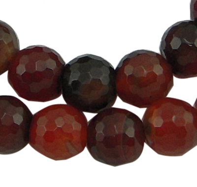 PandaHall Gemstone Beads Strands, Natural Agate, Faceted Round, Dyed & Heated, Red, about 8mm in diameter, hole: 1mm, 49 pcs/strand, 15"...