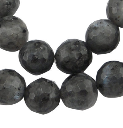 PandaHall Gemstone Beads Strands, Labradorite, Natural, Faceted Round, Black, about 8mm in diameter, hole: 1mm, 49 pcs/strand, 15"...