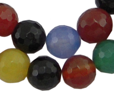 PandaHall Gemstone Beads Strands, Color Agate, Natural, Faceted Round, Mixed Color, about 10mm in diameter, hole: 1mm, 38 pcs/strand, 15.5"...