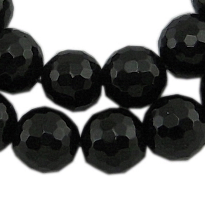 PandaHall Gemstone Beads Strands, Black Agate, Natural, Faceted Round, Dyed, Black, about 16mm in diameter, hole: 1mm, 25 pcs/strand, 15.5"...