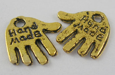 PandaHall Tibetan Style Charms, Lead Free & Cadmium Free & Nickel Free, Palm, Antique Golden, about 11.5mm wide, 12mm long, hole: 1.5mm...