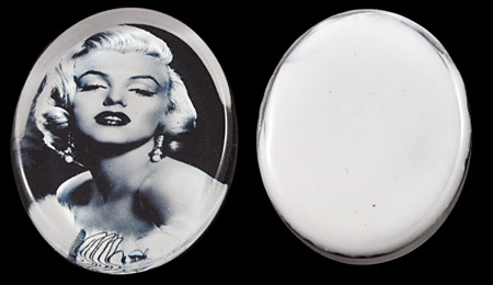 PandaHall Glass Cabochons, Oval, Black, about 37.5mm long, 29mm wide, 6mm thick Glass Oval Black