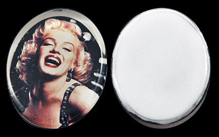 PandaHall Glass Cabochons, Oval, White, about 37mm long, 29mm wide, about 6mm thick Glass Oval White