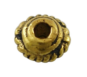 PandaHall Tibetan Style Bead Spacers, Antique Golden, Lead Free and Nickel Free, 5x3mm, Hole:1.5mm Alloy Rondelle