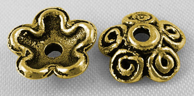 PandaHall Tibetan Style Bead Caps, Antique Golden, Lead Free and Cadmium Free, Flower, Size: about 10mm in diameter, 3.5mm thick, hole...