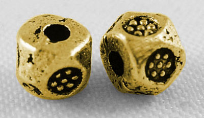 PandaHall Antique Golden Tibetan Style Bead Spacers, Lead Free & Cadmium Free, 4mm in diameter, 3.5mm long, hole: 1mm Alloy Polygon