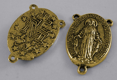 PandaHall Tibetan Style Oval with Virgin Holy Rosary Center Pieces Chandelier Links, Antique Golden, Lead Free & Cadmium Free & Nickel Free;...