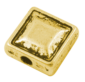PandaHall Tibetan Silver Beads, Lead Free, Cadmium Free and Nickel Free, Antique Golden, Square, about 7.5mm long, 7.5mm wide, 4mm thick...