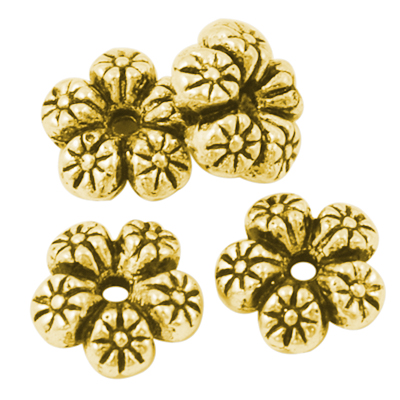 PandaHall Tibetan Silver Bead Spacers, Lead Free & Nickel Free & Cadmium Free, Flower, Antique Golden Color, about 7mm long, 7mm wide, 2mm...