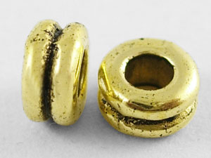 PandaHall Tibetan Style Bead Spacers, Lead Free & Cadmium Free, Antique Golden, Column, Size: about 5mm in diameter, 4mm thick, hole: 3mm...