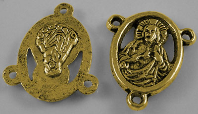 PandaHall Oval Rosary Center Piece Tibetan Style Chandelier Links, Lead Free & Cadmium Free, Antique Golden, about 18mm long, 15mm wide...