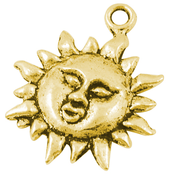 PandaHall Tibetan Style Pendants, Sun, Lead Free and Nickel Free and Cadmium Free, Antique Golden, 23x19x3mm, Hole: 2mm Alloy Sun