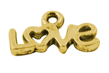 PandaHall Tibetan Silver Pendant, lOVE, Antique Golden, Lead Free and Cadmium Free, 6.5mm long, 12mm wide, 1.5mm thick, hole: 1mm Alloy Word