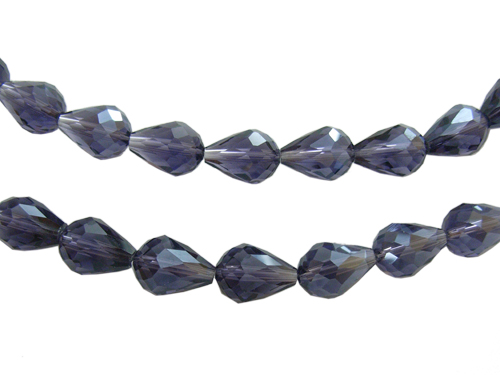 PandaHall Glass Beads Strands, Crystal Suncatcher, Faceted, Drop, Indigo, about 10mm wide, 15mm long, hole: 1.5mm, about 50pcs/strand, 27"...
