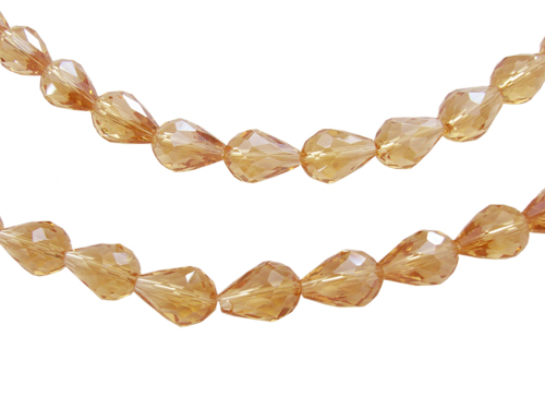 PandaHall Glass Beads Strands, Crystal Suncatcher, Faceted, Drop, Goldenrod, about 10mm wide, 15mm long, hole: 1.5mm, about 50pcs/strand...