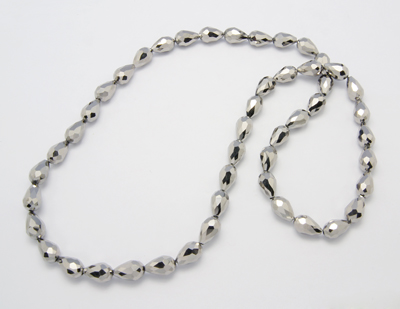 PandaHall Electroplate Glass Beads Strands, Silver Plated, Faceted, Drop, Silver Color, about 10mm wide, 15mm long, hole: 1.5mm...