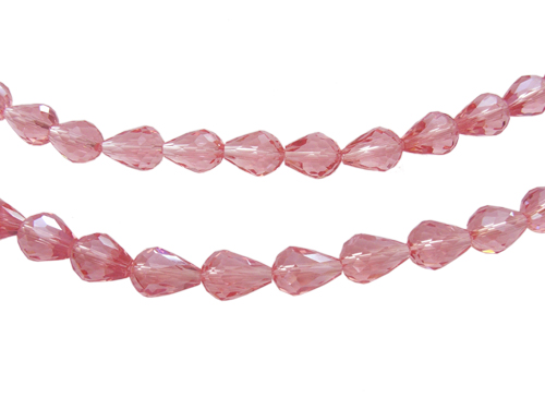 PandaHall Glass Beads Strands, Crystal Suncatcher, Faceted, Drop, Lt.Coral, about 10mm wide, 15mm long, hole: 1.5mm, about 50pcs/strand, 27"...