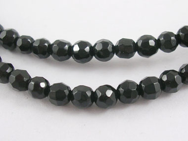 PandaHall Natural Black Agate Beads Strands, Faceted Round, Dyed & Heated, hole: 1mm, about 98pcs/strand, 15" Black Agate Round Black