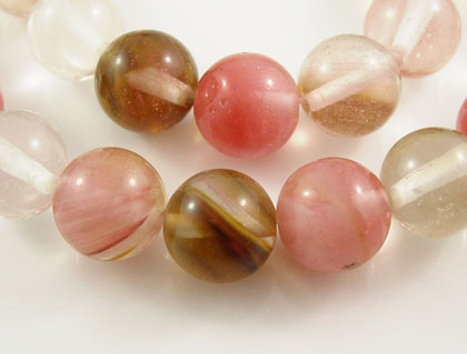 PandaHall Tigerskin Glass Beads, Round, Colorful, Beads: 10mm in diameter, hole: 1mm. 16"/stramd, 38pcs/strand Tigerskin Glass Round Pink