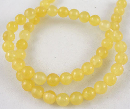 PandaHall 15"~16" Natural Gemstone Beads Strands, Round, Yellow Jade, about 6mm in diameter, hole: about 0.8mm Topaz Jade Round Yellow