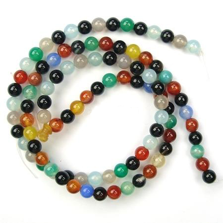 PandaHall 16" Round Gemstone Strands, Dyed, Color Agate, Bead: 6mm in diameter, hole:0.8mm. about 64pcs/strand Multi-Color Agate Round...