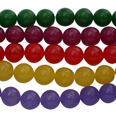 PandaHall Natural White Jade Beads Strands, Dyed, Round, Mixed Color, about 12mm in diameter, hole: 1mm, about 33pcs/strand, 15.5" White...