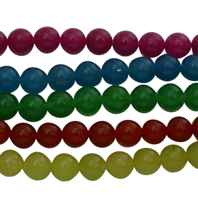 PandaHall Natural White Jade Dyed Beads Strands, Round, Mixed Color, about 8mm in diameter, hole; 1mm; about 50pcs/strand, 15.5" White Jade...