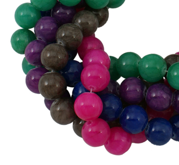 PandaHall Natural Yellow Jade Beads Strands, Round Mix, Dyed, Assorted Colors, about 8mm in diameter, hole: 1mm; about 50 pcs/strand, 16"...