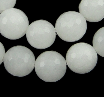 PandaHall Natural Gemstone Beads Strands, White Jade, Faceted Round, White, about 8mm in diameter, hole: 0.8mm, 48 pcs/strand, 15" White...